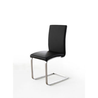 An Image of Pauline Black Faux Leather Dining Chair With Chrome Legs