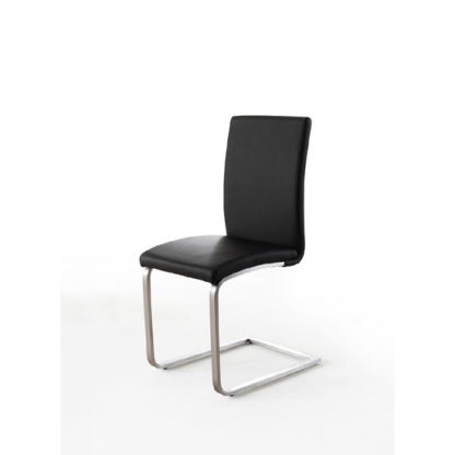 58edd9b23f9172cf06863ac6fe5ab0cbce65f3fecb789af3c4f7527f9706d3c4.jpg An Image of Pauline Black Faux Leather Dining Chair With Chrome Legs