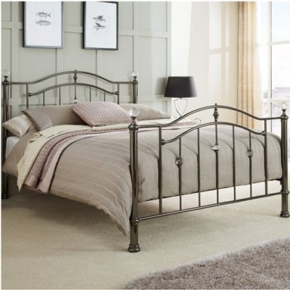 An Image of Ashley Metal Super King Size Bed In Black Nickel