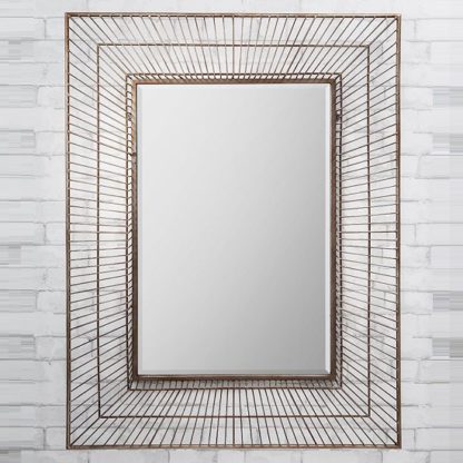 An Image of Bamford Wall Mirror Rectangular In Metal Gold Champagne