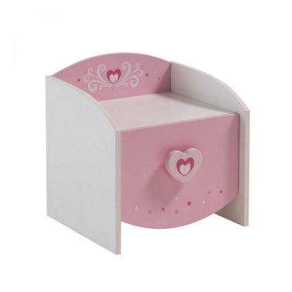 An Image of Betsy Wooden Bedside Cabinet In White And Pink With 1 Drawer