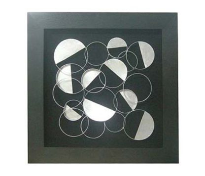 59c6ee75a3caaa09e7f5b7a554036973fab6104ffe000c1e66cc5c5169c820fb.jpg An Image of Framed Silver Discs Wall Art
