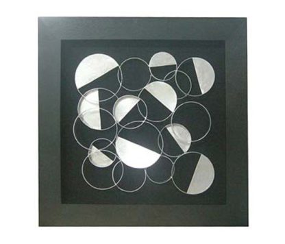 An Image of Framed Silver Discs Wall Art