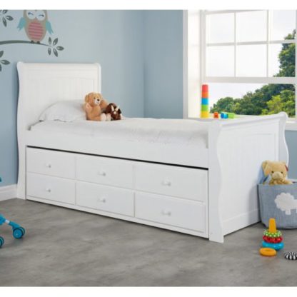 An Image of Jupiter Wooden Cabin Bed In White