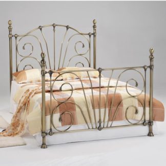 An Image of Beatrice Metal Double Bed In Antique Brass