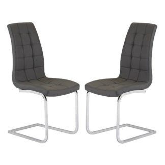 An Image of Torres Dining Chair In Grey Faux Leather in A Pair