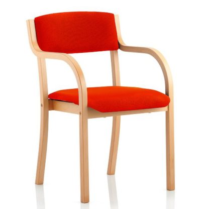 An Image of Charles Office Chair In Pimento And Wooden Frame With Arms