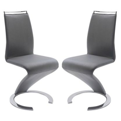 An Image of Summer Z Shape Dining Chair In Grey Faux Leather in A Pair