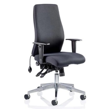 5b223803450bafdf93a5b2e8af1cce72be7f240d4db278b32bd8334f5b56510e.jpg An Image of Onyx Ergo Fabric Posture Office Chair In Black With Arms