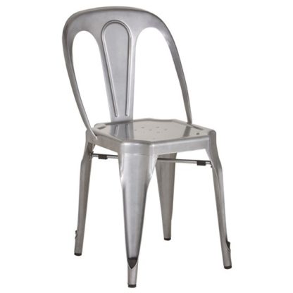 An Image of Dschubba Metal Dining Chair In Grey