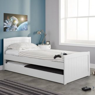 An Image of Barnese Wooden Single Bed In White With Pull Out Trundle