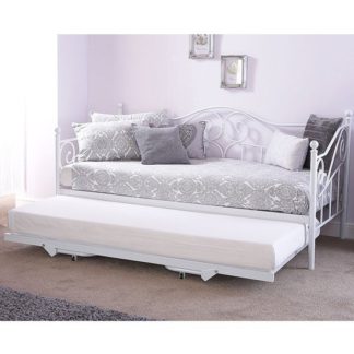 An Image of Madison Metal Single Day Bed With Guest Bed In White