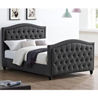 An Image of Daytona Linen Fabric King Size Bed In Grey