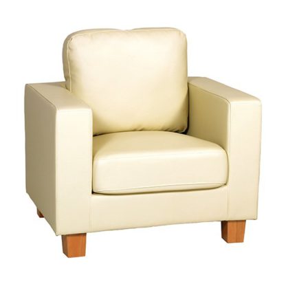 An Image of Wasp PU Leather 1 Seater Sofa In Cream