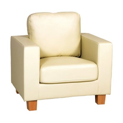 5bc85cfb7b3fee18ee26863775c50a074cb704c445142d9a59ebabdc7bc21fe5.jpg An Image of Wasp PU Leather 1 Seater Sofa In Cream