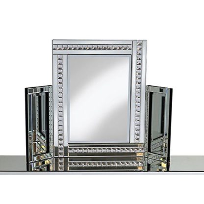 5bd2dca4a8c971e10bca83e4f4933544cac5ae4b17c8445369a7c22a31e48008.jpg An Image of Elena Dressing Table Mirror In Silver With Crystal Detail