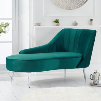 5bf4996c044f28e4d209f23aafe101d8984cdea6808e53b4d7a774b41baf2a63.jpg An Image of Jara Velvet Right Facing Arm Lounge Chaise In Green