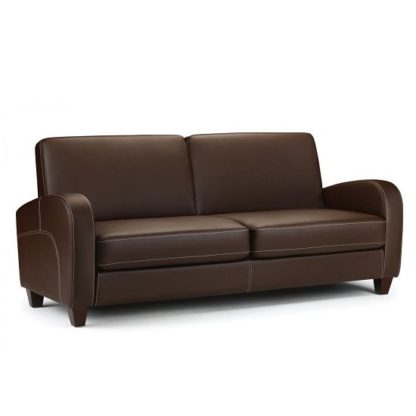 5c116454621f9030771796abc99b57929d61265afcb0a3edd3d37e4cac32c828.jpg An Image of Vivo 3 Seater Sofa in Chestnut Faux Leather