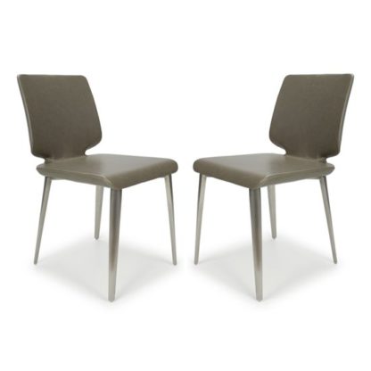 An Image of Skypod Square Armless Leather City Grey Dining Chairs In Pair