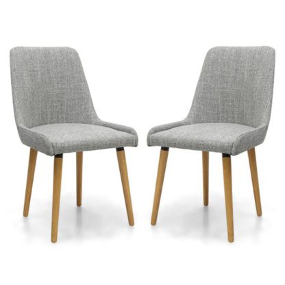 5c5ae5a9d5659803bec55dab34f597488481ce3569f49f42563eb89e432cad11.jpg An Image of Capri Flax Effect Grey Weave Dining Chairs In Pair