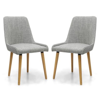 An Image of Capri Flax Effect Grey Weave Dining Chairs In Pair