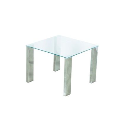 5c9e196b5c08e51e1898946018f2af48b1594c55fe68ed47898bababf1006c71.jpg An Image of Splash Lamp Table Square In Clear Glass With Chrome Legs