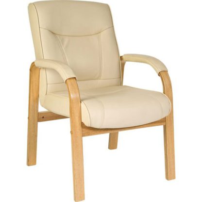 5ca68a39fd5e95abb4001c60147d9bf82443fc5c3bf78f9aa2461ac93c60ab82.jpg An Image of Leather and Wood Visitors Office Chair