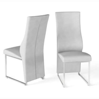 An Image of Remo White Faux Leather Dining Chairs In Pair