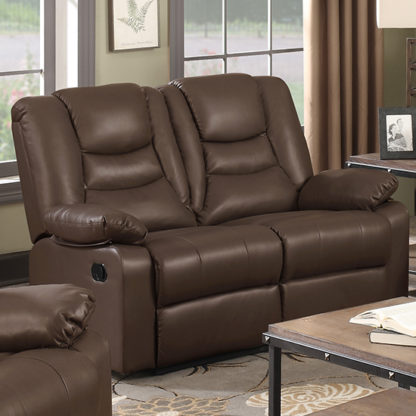 5d7a687ed3a77c7cc08e8f975a3efb0ff4741d960019b283ef7a8f3f0f70b7bc.jpg An Image of Gruis LeatherGel And PU Recliner 2 Seater Sofa In Dark Chocolate