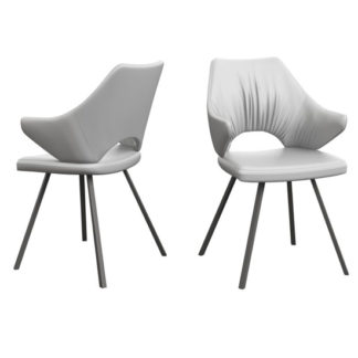 An Image of Zola White Faux Leather Dining Chairs In Pair