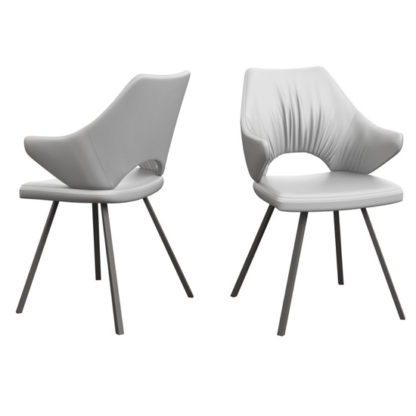 5d86389705d9d87782c90ea9751d52f543869f5d279fdfb1e0e8ae356d8ab709.jpg An Image of Zola White Faux Leather Dining Chairs In Pair