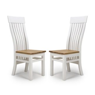 An Image of Portland Slat Back Wooden Dining Chairs In Pair