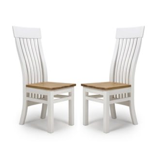 An Image of Portland Slat Back Wooden Dining Chairs In Pair