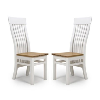 An Image of Portland Slat Back Wooden Dining Chairs In Pair