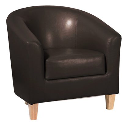 An Image of Leporis PU Leather 1 Seater Sofa In Brown