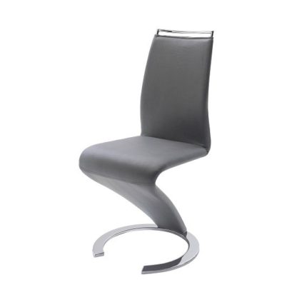 An Image of Summer Z Shape Grey Faux Leather Modern Dining Chair