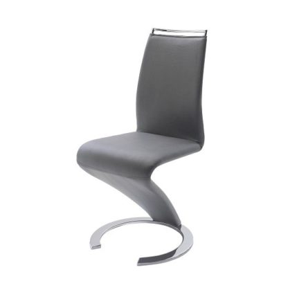5e1e66a39f541d987b20550b7061952651aaef930148c9e592a90dfcdb70167b.jpg An Image of Summer Z Shape Grey Faux Leather Modern Dining Chair