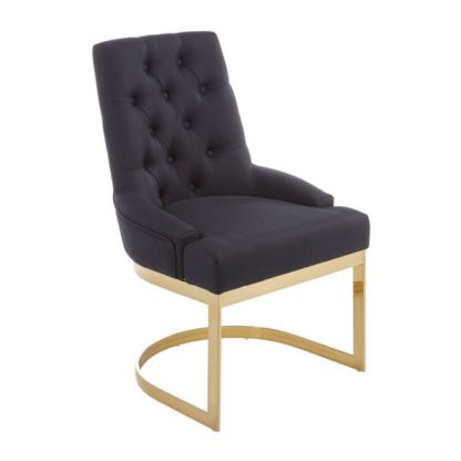 An Image of Azaltro Linen Fabric Dining Chair In Black