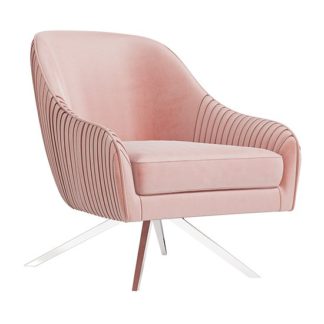 An Image of Bianca Velvet Fabric Swivel Lounge Chair In Pink