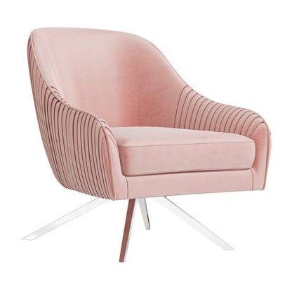 5e435fe1290e5e2f21fcb0b261fab106af3b84cb626ca7d822b42c411c61daf6.jpg An Image of Bianca Velvet Fabric Swivel Lounge Chair In Pink