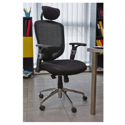 5e53fe78925550b589cb42932a051d9f58b4e5783d83689a2e32bb078744a966.jpg An Image of Venturi Home Office Chair In Black With Castors