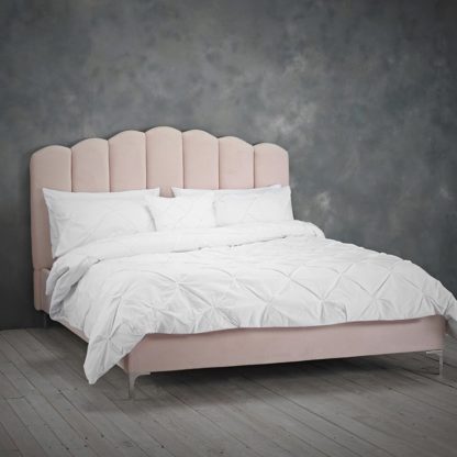 5e921889baa463679b30ad292a624233fcf74ae2d58bed3aeaf2e6d3bfdc998b.jpg An Image of Willow Sumptuous Velvet Double Bed In Pink