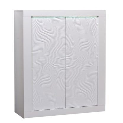 An Image of Carmen Highboard In White Gloss With 4 Doors And LED Lighting