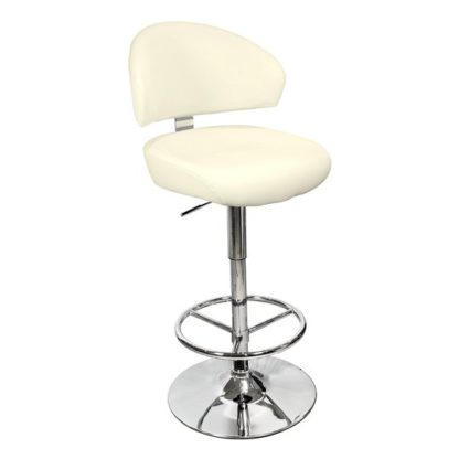 An Image of Casino Cream Leather Bar Stool With Chrome Base