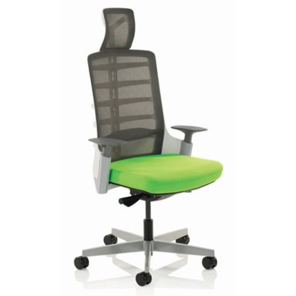 An Image of Exo Charcoal Grey Back Office Chair With Myrrh Green Seat