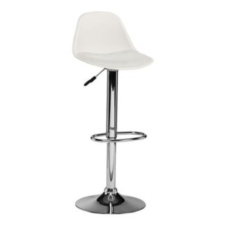 An Image of Xian Bar Stool In White Faux Leather Seat And Chrome Base