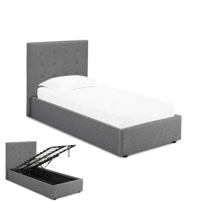 5f6fd028630b316f1b6cd467bea818992fb84d583ad34f0ca6f510bf03728e2f.jpg An Image of Rother Single Storage Bed In Upholstered Grey Fabric