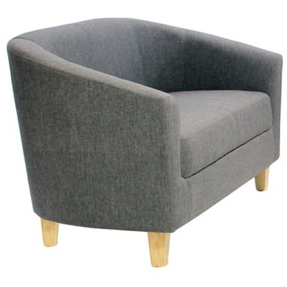 5f8c10adf2172ba3e63c6531904297448aa9d57cab8f970d7bf35aa3677ac463.jpg An Image of Leporis Linen Fabric 1 Seater Sofa In Dark Grey