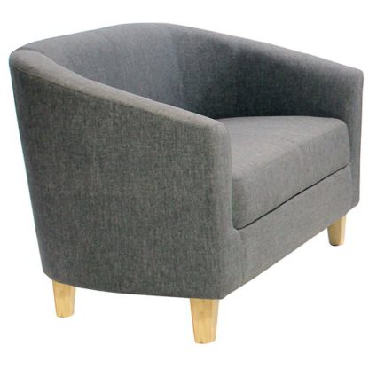 An Image of Leporis Linen Fabric 1 Seater Sofa In Dark Grey