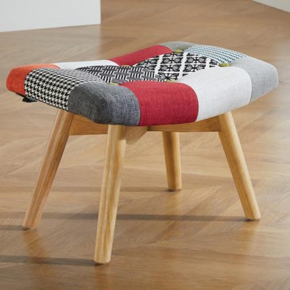 An Image of Sloane Fabric Foot Stool In Patched
